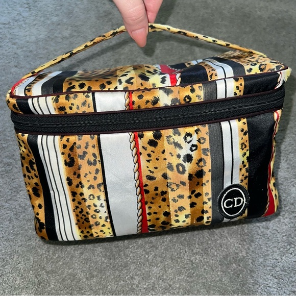 VTG Christian Dior Large Animal Print Makeup Cosmetic Travel Toiletry Bag Case - Picture 2 of 14